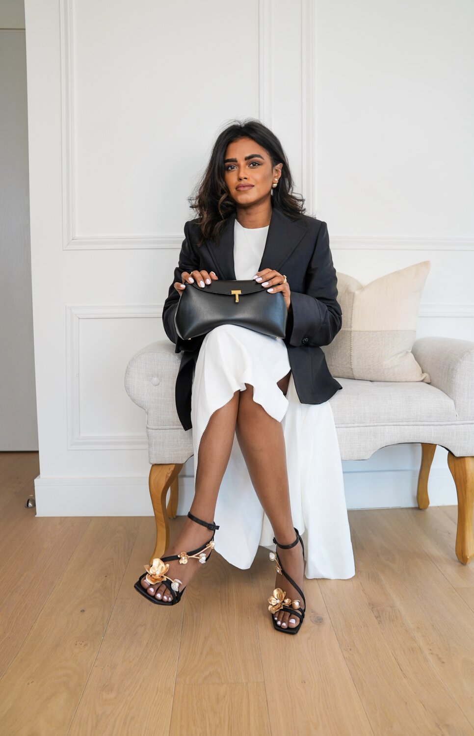 Sachini Dilanka wearing Jimmy Choo and Toteme via MYTHERESA