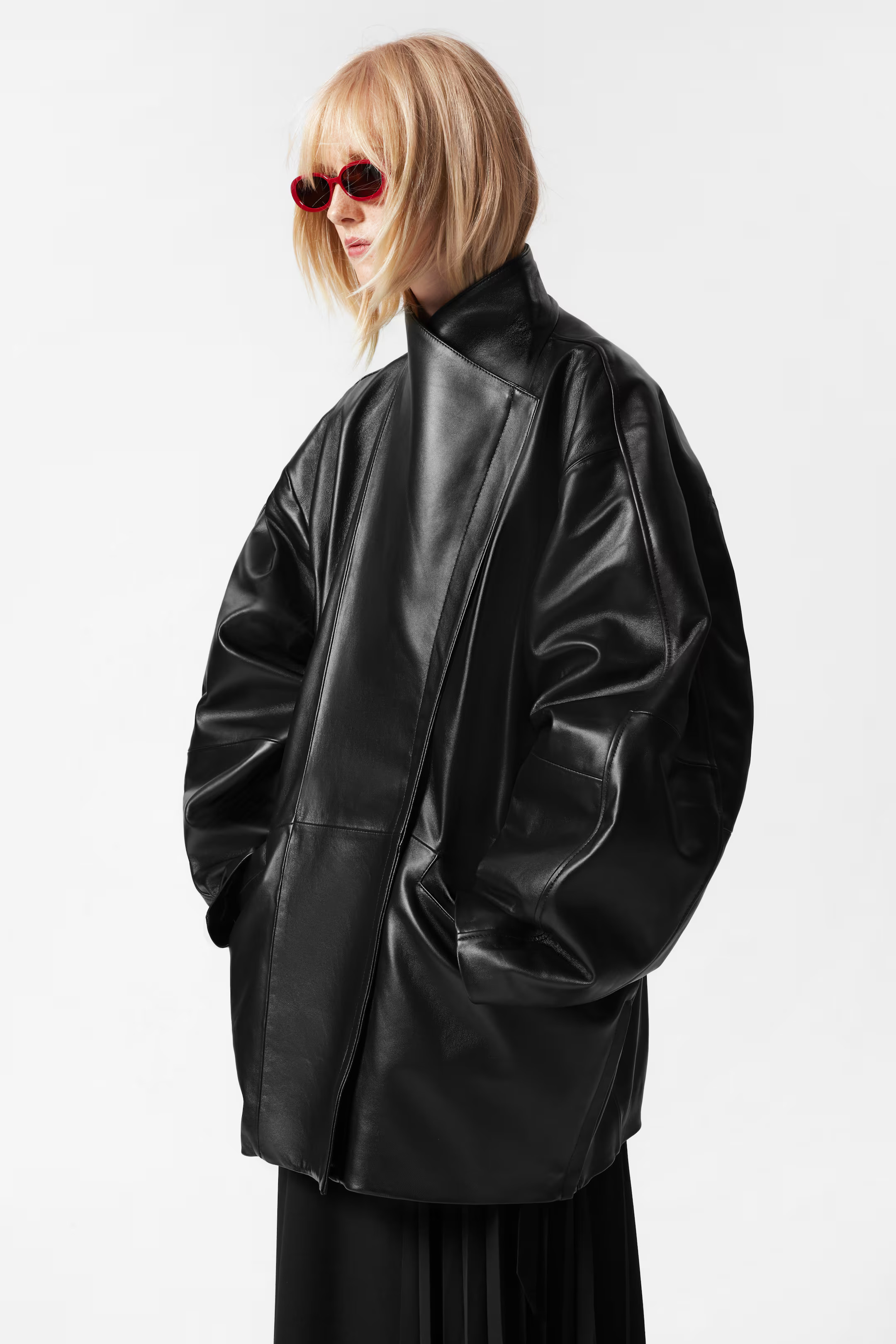 Oversized Cocoon Leather Jacket