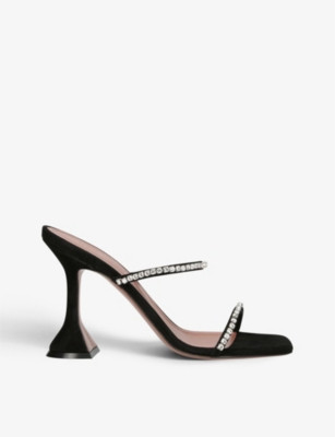 Gilda crystal-embellished metallic-leather heeled sandals