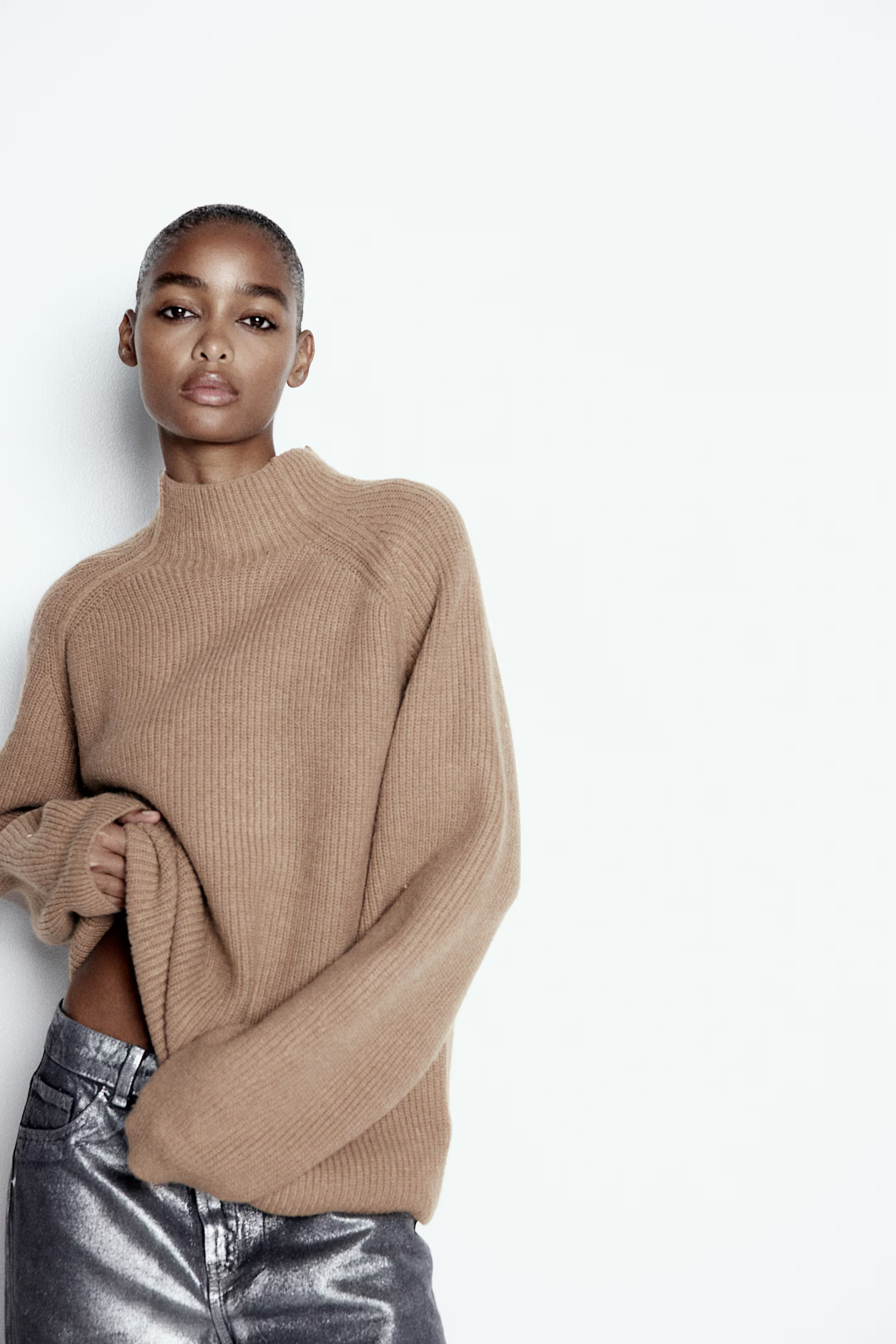 Rib-knit turtleneck jumper