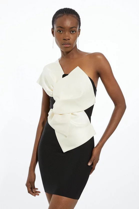 Figure Form Bandage Dramatic Bow Detail Mini Dress