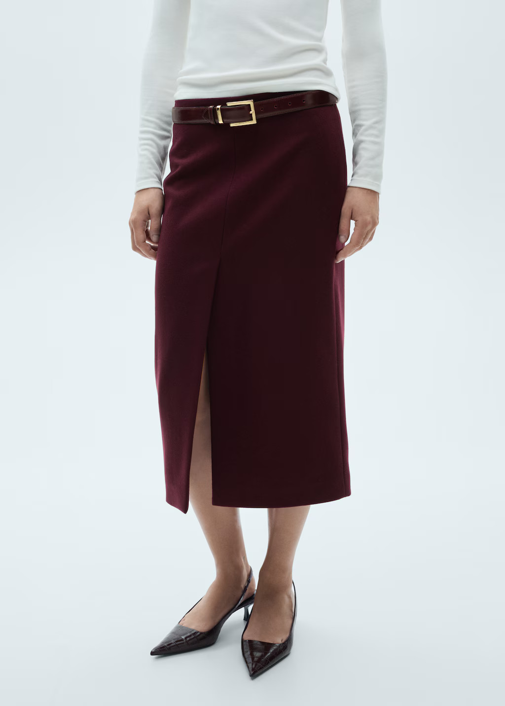 Wool skirt with slit