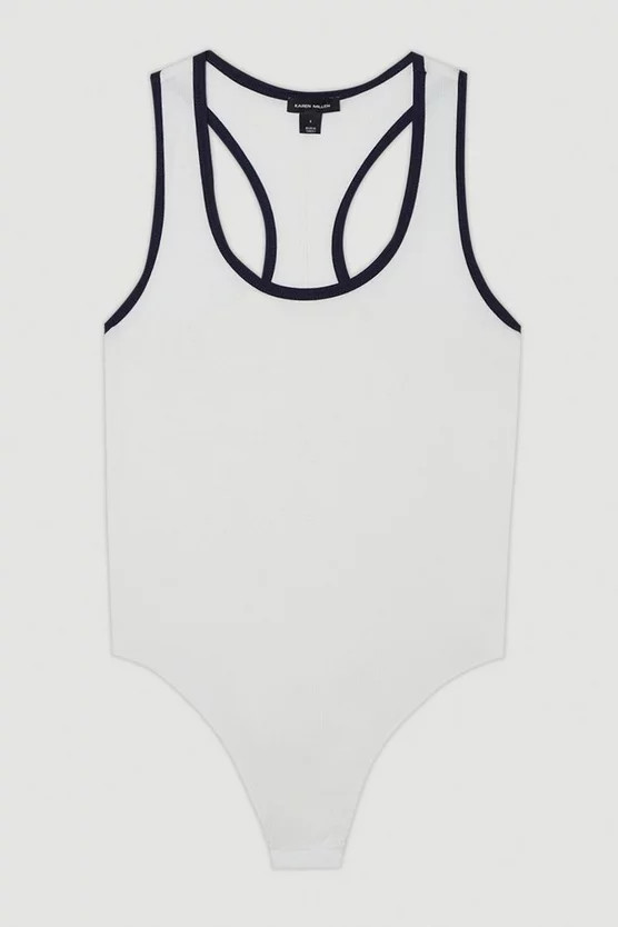 Archive Collection - Tipped Ribbed Bodysuit | Karen Millen