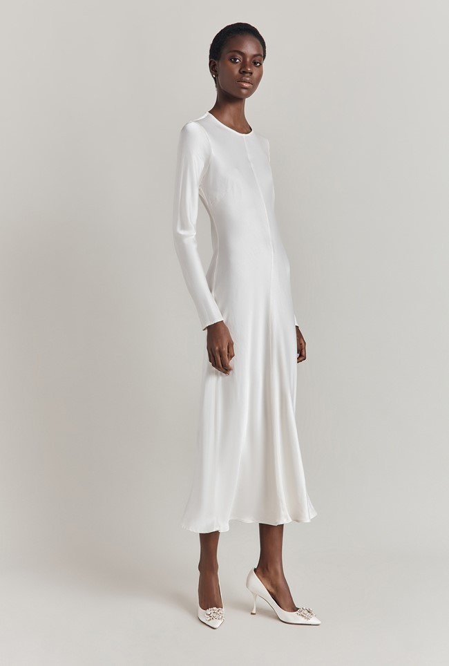 Mari Satin Midi Dress

                        Ivory