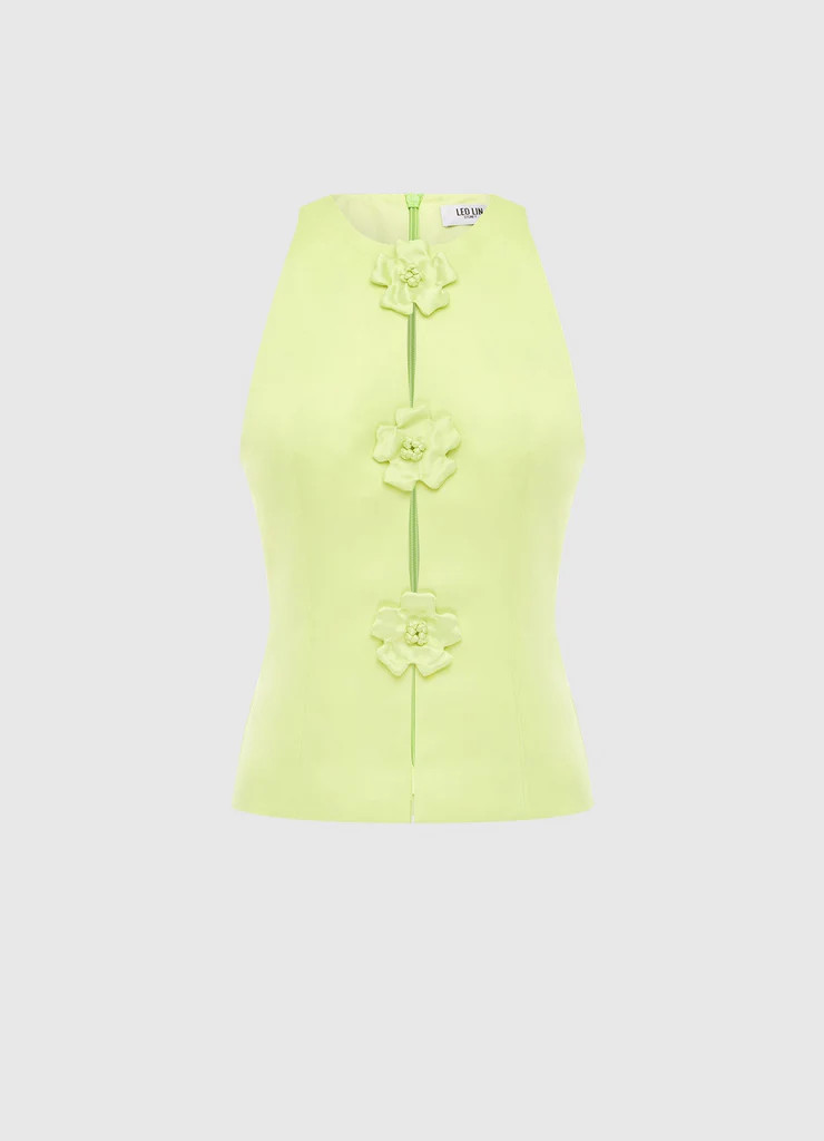 Amelia Petal Top - Chartreuse